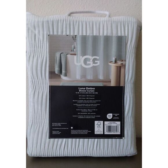 UGG Luna Ombre Fabric Shower Curtain 72 x72 Inches Cotton Blend AGAVE Light Blue - Picture 6 of 8